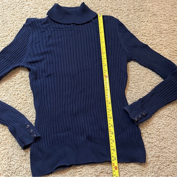 Croft & Barrow Women's M Medium Navy Blue Turtleneck Holiday Classic Festive - Picture 11 of 11